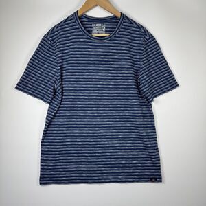 Faherty Shirt Mens Medium‎ Blue White Striped Sunwashed Organic Cotton Crewneck